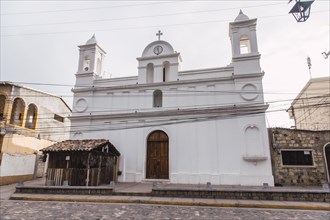 The white church in the town of Copan Ruinas. Honduras