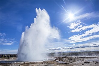 High water in the Geysir Strokkur of the golden circle of the south of Iceland