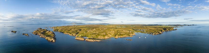 Aerial panorama of the western part of the Ross of Mull peninsula