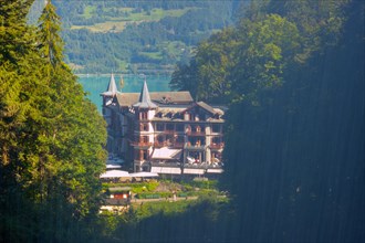 The Historical Grandhotel Giessbach on the Mountain Side Behind the Waterfall in Brienz