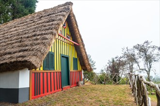 A traditional Madeiran house like those of Santana in the forest of Caldeirao Verde