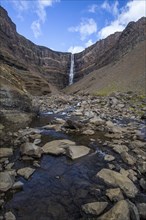 The river that comes down from the Hengifoss waterfall. Iceland