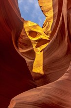 Mix of beautiful textures in Lower Antelope and the blue sky above in Arizona. United States