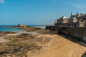 La Grande Plage du Sillon in the coastal town of Saint-Malo in French Brittany in the Ille-et-Vilaine department