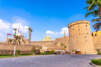 Fortress and walls of the Alabaster Mosque in the city of Cairo