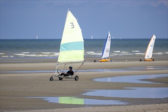Beach sailors on the coast of De Panne