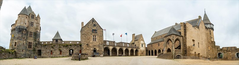 Panoramic of the interior of the medieval castle of Vitre. Ille-et-Vilaine department