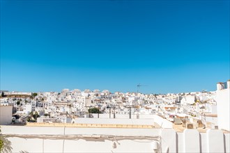 Panoramic view of the beautiful white houses of Vejer de la Frontera