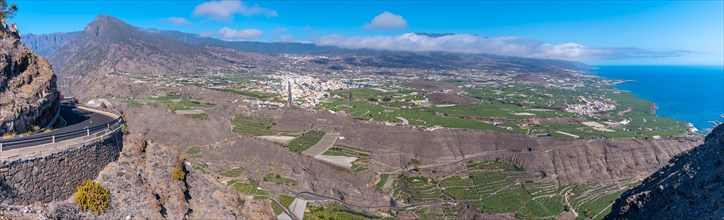 View from above of the town of Tazacorte on the island of La Palma