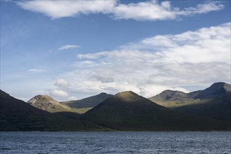 View over Loch Na Keal to the highest mountains from the Isle of Mull