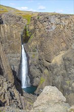 The waterfall above Hengifoss from above. Iceland