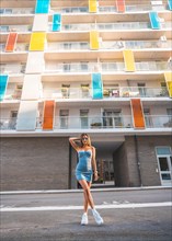 Girl with a skirt enjoying the city in summer