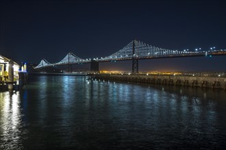 San Francisco Bay Bridge at night. California
