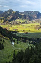 Landscape in the Allgaeu. Ascent to the Gruenten mountain via Alpe Kammeregg