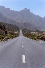 Beautiful road next to the Llano de Ucanca viewpoint in the Teide Natural Park in Tenerife