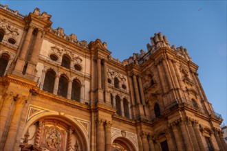 Facade of the Cathedral of the Incarnation in the city of Malaga
