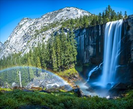 Long exposure of the Vernal Falls waterfall in Yosemite National Park. California