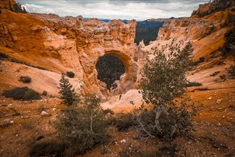 View of the beautiful The Arch Grand Escalante in Bryce National Park from the viewpoint. Utah