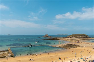 Natural pool at the Plage de Bon-Secours Saint-Malo in French Brittany in the Ille and Vilaine department