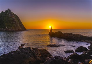 Golden hour at the Lighthouse at sunset in Pasajes San Juan near San Sebastian
