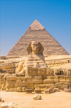 The Great Sphinx of Giza and whence the pyramids of Giza. Cairo