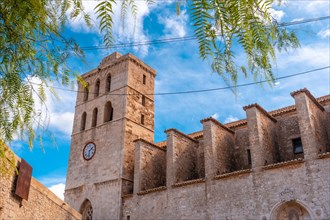 The beautiful cathedral of Santa Maria from the wall of the medieval castle of Ibiza