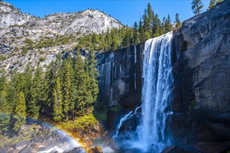 Detail of the rainbow at the Vernal Falls waterfall in Yosemite National Park. California
