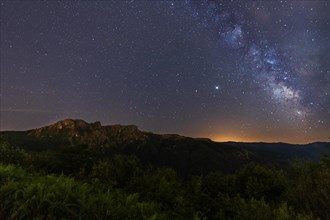 Milky way over the top of a beautiful mountain