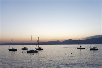 Parked sailboats on Lake Garda