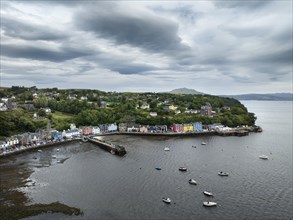 Aerial view of the harbour town of Tobermory on the Isle of Mull