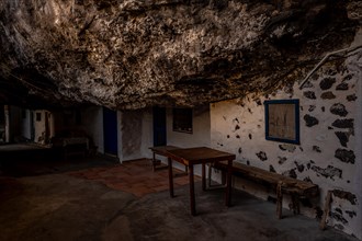 White houses inside the cave of the town of Poris de Candelaria on the north-west coast of the island of La Palma