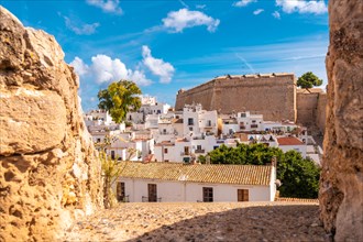 Looking at the city from the castle wall of Ibiza Town
