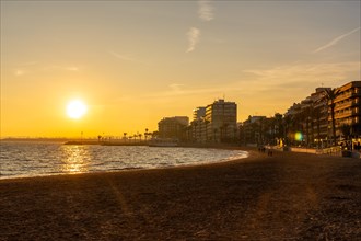 Sunset at Playa del Cura in the coastal city of Torrevieja