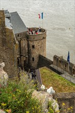 Interiors and walls of the famous Mont Saint-Michel Abbey in the Manche department