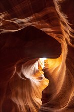 Fascinating curves of colors in the Upper Antelope Canyon in the town of Page
