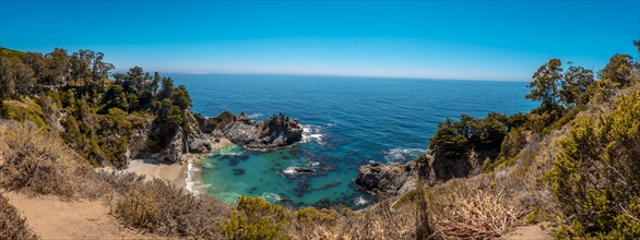 Panoramic of the Mcway Waterfall and its crystal clear water beach