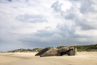 Destroyed bunkers in the dunes of Dunkirk