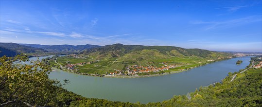 Panorama of Danube section with Duernstein