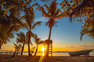 Beautiful sunset on West End beach on Roatan Island. Honduras