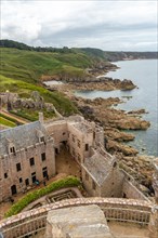 Aerial view of Fort-la-Latte by the sea at Cape Frehel and near Saint-Malo
