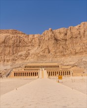 Hatshepsut's Funerary Temple in Luxor without people on the return of Tourism to Egypt after the coronavirua pandemic