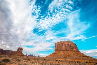 Fantastic view of the Monument Valley National Park in Three Sisters. Utah