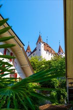 City of Thun with Castle Between Houses in a Sunny Day in Bernese Oberland