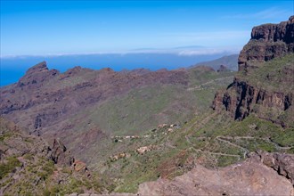 Winding roads in the Masca canyon in the mountain municipality in the north of Tenerife
