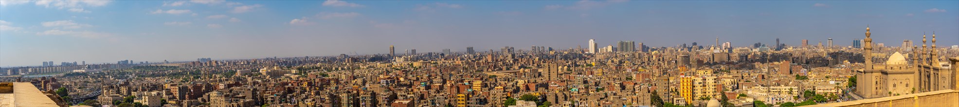 Panoramic of the skyline of the city of Cairo from the Alabaster Mosque