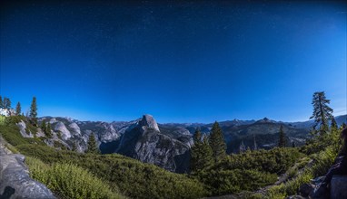 Panoramic at night of Yosemite from Glacier Point. California