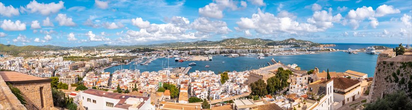 Panoramic view of the city from the Santa Maria de Ibiza cathedral on the wall