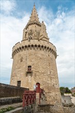 The Lantern Tower of La Rochelle in the medieval old town. La Rochelle is a coastal city in southwestern France