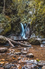 Beautiful natural waterfall of the Cerro Azul Meambar National Park