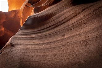The great beauty of the texture in the Upper Antelope canyon in the town of Page